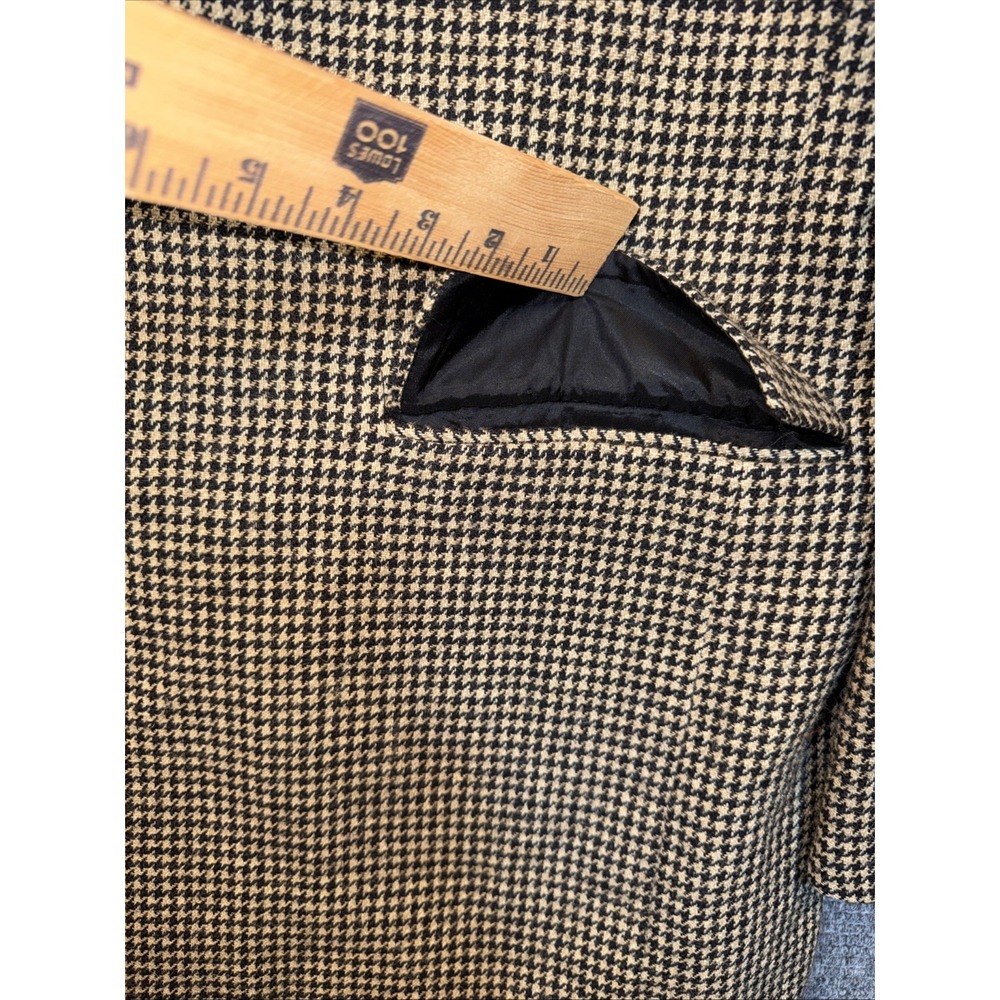 Vtg Harv'e Bernard Sport Coat Tweed Blazer Mens 48R Houndstooth Wool Brown Black - Picture 15 of 16